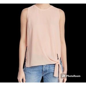 Dylan Gray Womens Side-tie Sleeveless Blouse Top, Pink Grapefruit XS